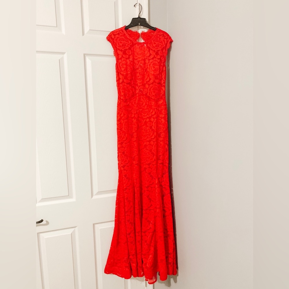 Red gown all lace with lining worn for photo shoot only